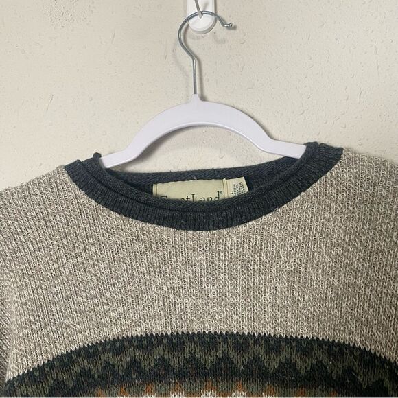 Vintage Greatland Cotton Blend Fair Isle Knit Grandpa Sweater Men's Size Large - Picture 4 of 10